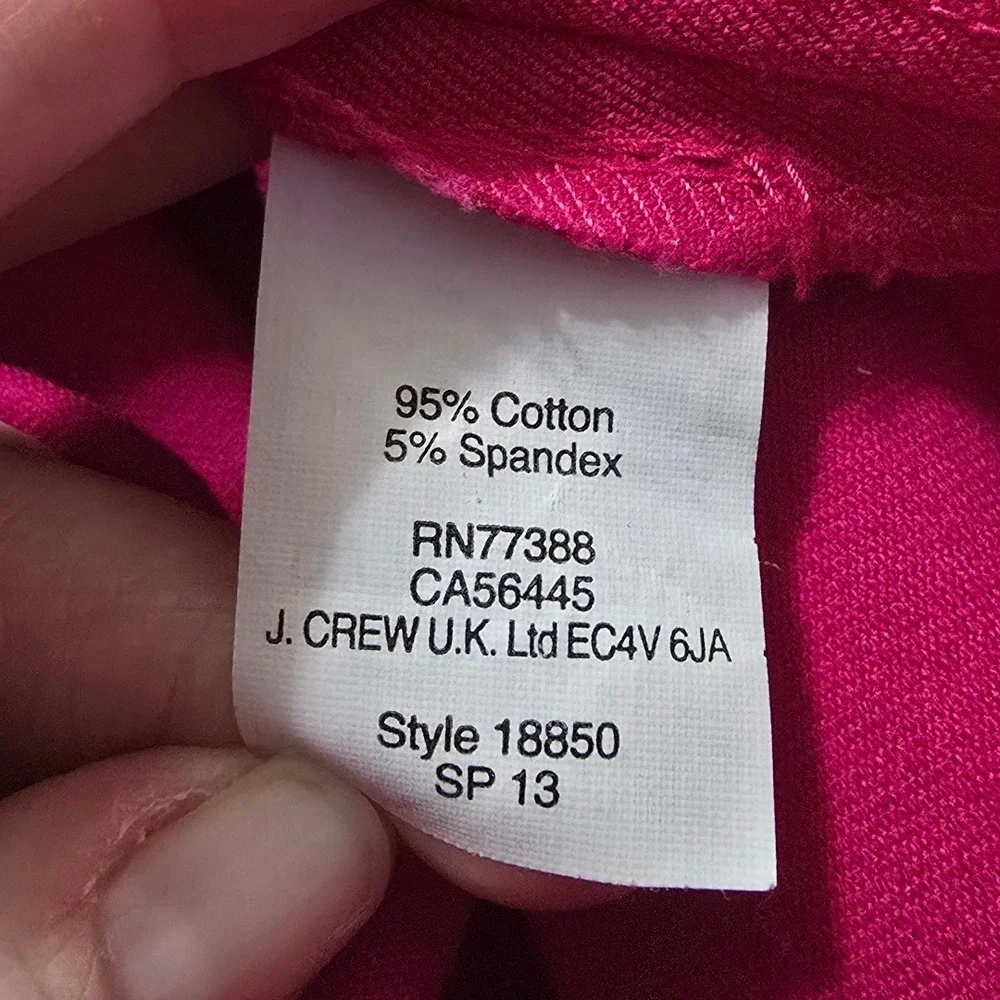 J. Crew Minnie Mid-Rise Tapered Leg Cropped Pants In Pink Sz 6